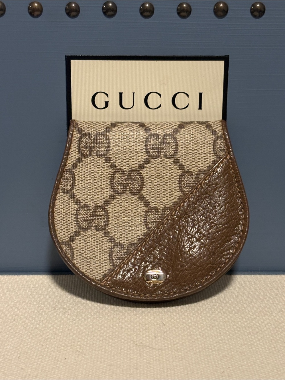 Gucci Vintage Monogram Coin Purse With Snap Closure
